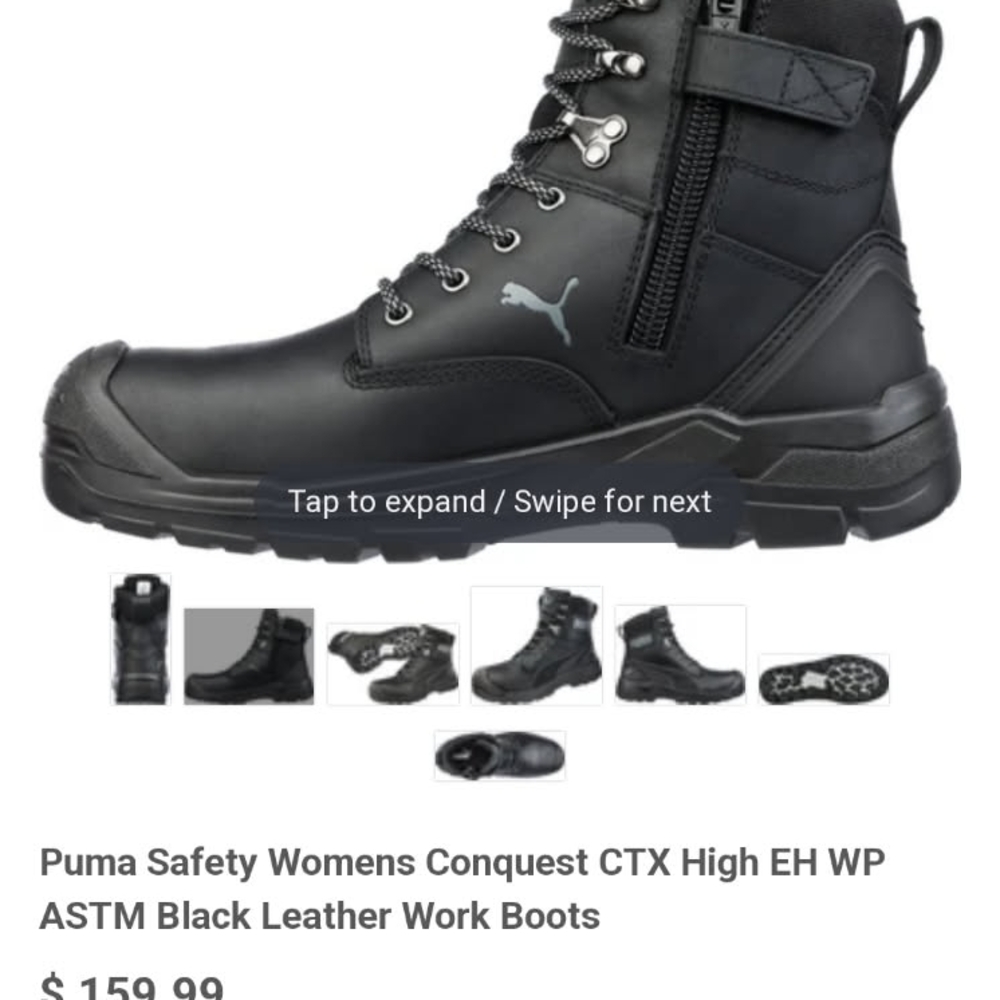 Puma Black Leather Work Boots